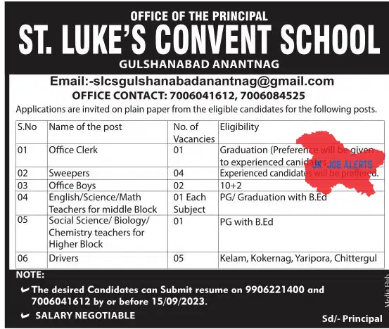ST. LUKE'S CONVENT SCHOOL ST. LUKE'S CONVENT SCHOOL JOB ADVERTISEMENT 2023