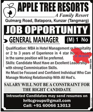 APPLE TREE RESORTS JOB OPPORTUNITY 2023