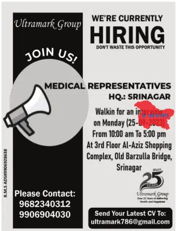 Ultramark Group Hiring MEDICAL REPRESENTATIVES
