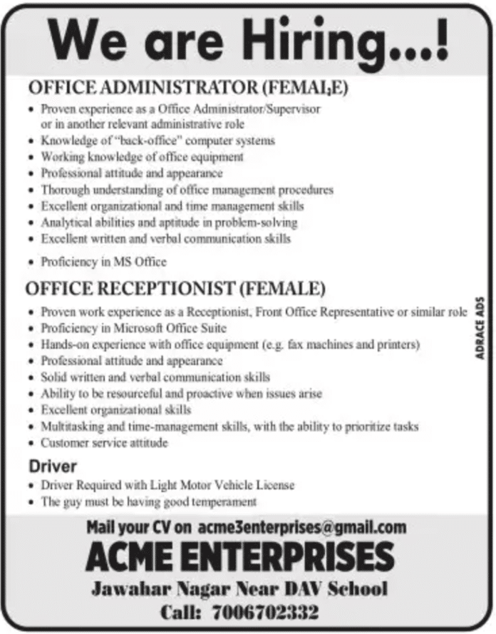 ACME ENTERPRISES JOB OFFER