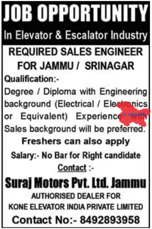 Elevator & Escalator Industry Job Opportunity 2023