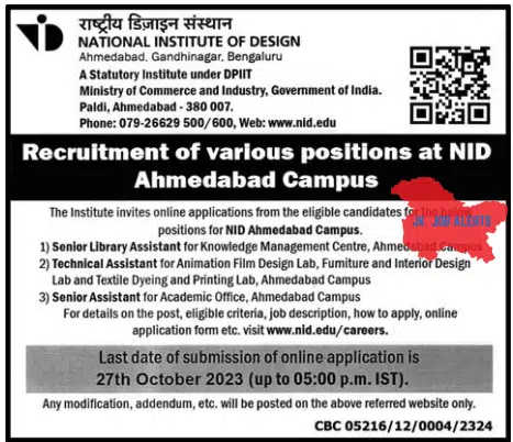 NATIONAL INSTITUTE OF DESIGN Ahmedabad Jobs 2023