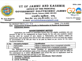 GOVERNMENT POLYTECHNIC JAMMU ADVERTISEMENT NOTICE