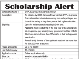 BYPL SASHAKT Scholarship 2023-24