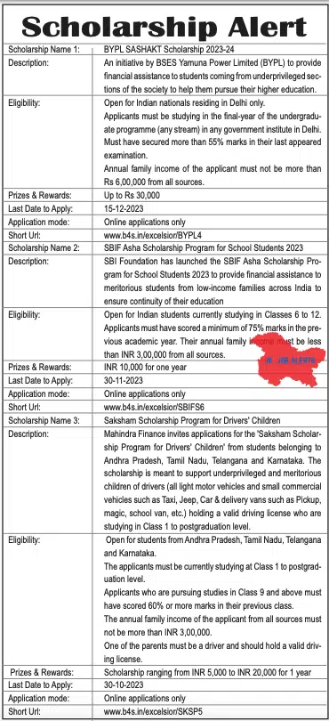 BYPL SASHAKT Scholarship 2023-24