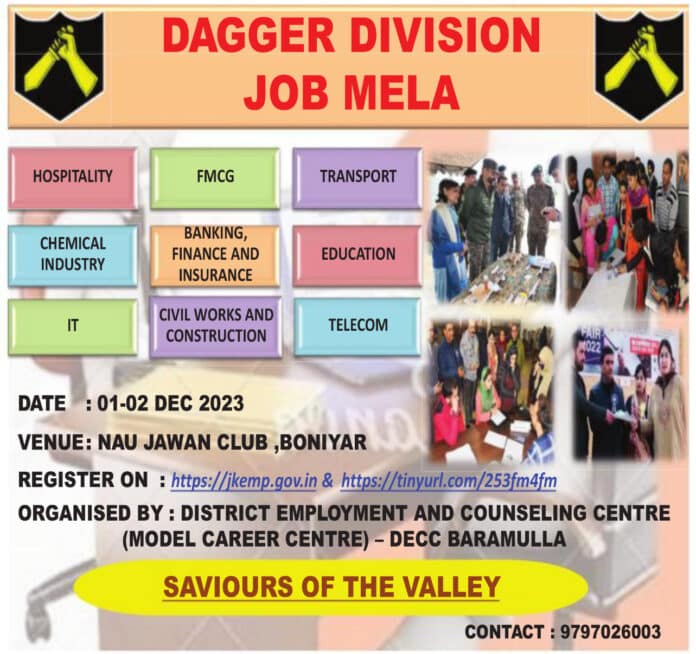 DAGGER DIVISION JOB MELA ORGANISED BY : DISTRICT EMPLOYMENT AND COUNSELLING CENTRE BARAMULLA