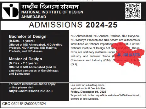 NATIONAL INSTITUTE OF DESIGN AHMEDABAD ADMISSIONS 2024-25