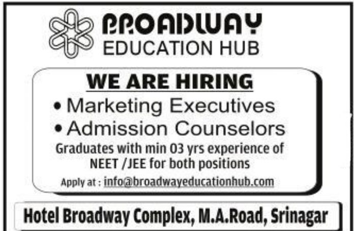 BROADWAY EDUCATION HUB JOB VACANCIES 2024