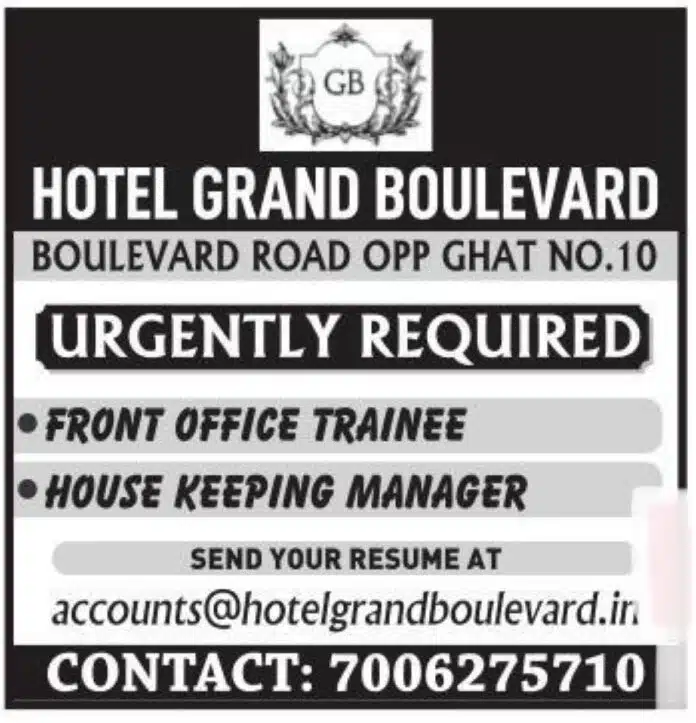 HOTEL GRAND BOULEVARD JOB VACANCIES 2024