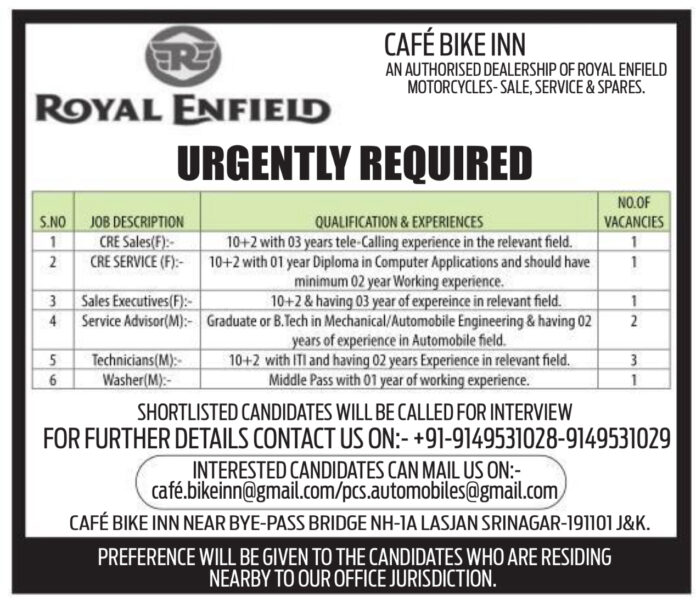 CAFÉ BIKE INN JOB VACANCIES 2024