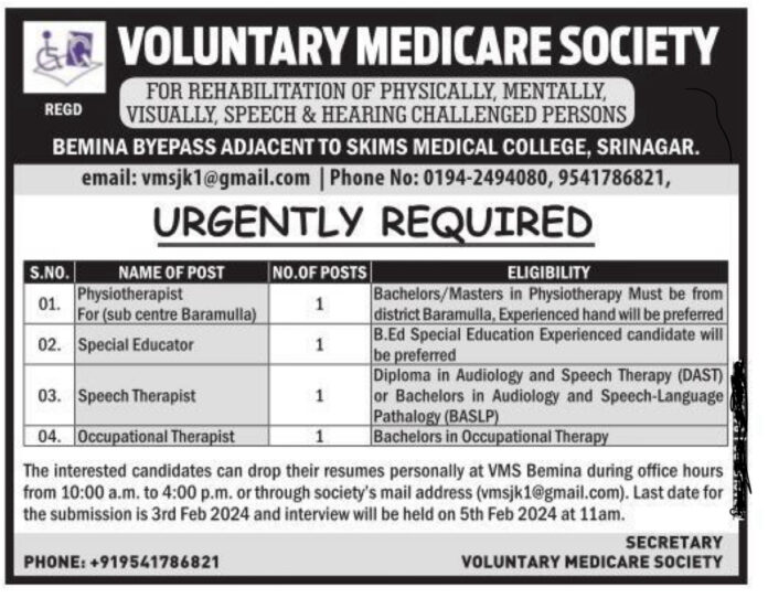 VOLUNTARY MEDICARE SOCIETY JOB ADVERTISEMENT 2024