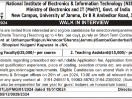 National Institute of Electronics & Information Technology (NIELIT),J&K WALK IN INTERVIEW