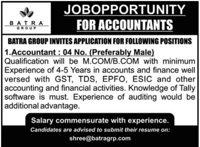 BATRA JOB GROUP OPPORTUNITY FOR ACCOUNTANTS