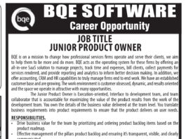 BQE SOFTWARE SRINAGAR HIRING JUNIOR PRODUCT OWNER 2024