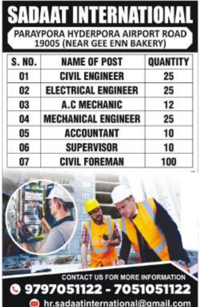 SADAAT INTERNATIONAL JOB ADVERTISEMENT 2024