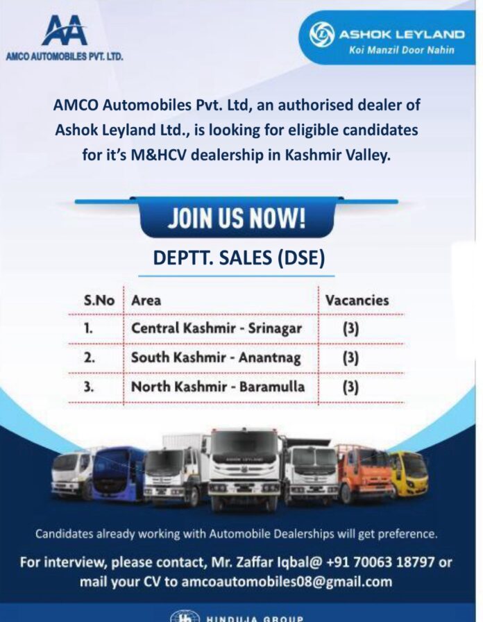Exciting Opportunities at AMCO Automobiles Pvt. Ltd.