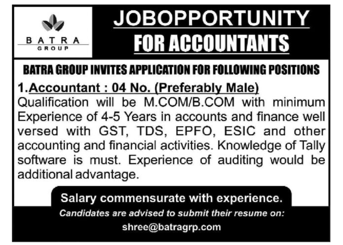 Batra Group Job Advertisement 2024