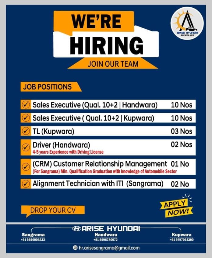Arise Hyundai Job Advertisement 2024