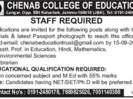 Job Opportunity - Chenab College of Education 2024