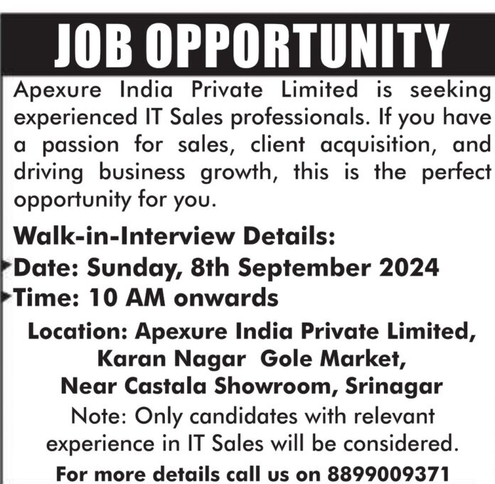 Job Opportunity at Apexure India Private Limited