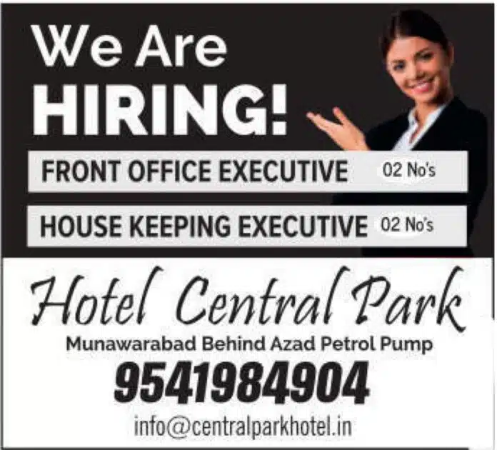 Hotel Central Park Job Advertisement 2024