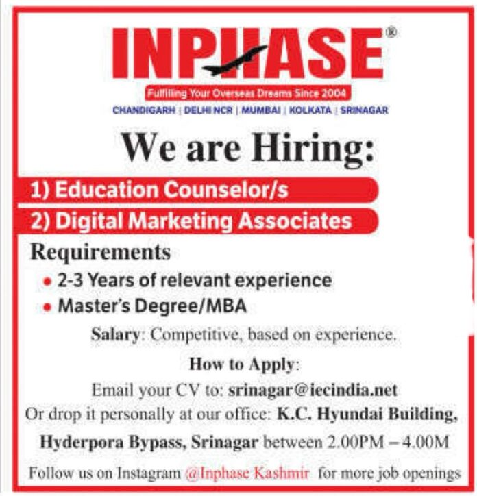 INPAASE Job Opportunities: Education Counselor & Digital Marketing Associate