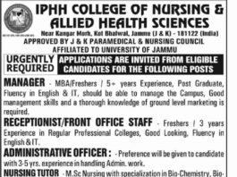 Job Openings at IPHH College of Nursing & Allied Health Sciences, Jammu