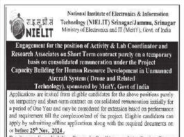 Job Opportunities at NIELIT Srinagar - Temporary Positions for Drone Technology Project