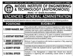 Administrative Vacancies at MIET, Jammu