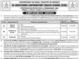 Job Openings at ECHS Polyclinic Srinagar: Contractual Roles