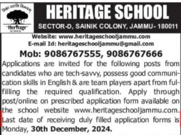 Teaching Jobs at Heritage School, Jammu 2024