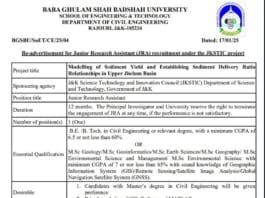 Job Opportunity: Junior Research Assistant at Baba Ghulam Shah Badshah University