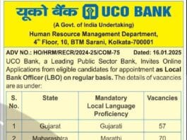 UCO Bank Recruitment 2025 - Local Bank Officer (LBO) Posts