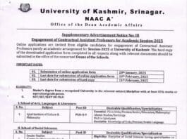 Engagement of Contractual Assistant Professors for Academic Session-2025