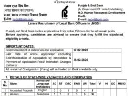 Punjab & Sind Bank Lateral Recruitment 2025: Apply for JMGS I Local Bank Officers