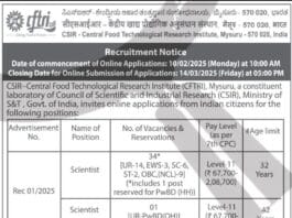 CSIR-CFTRI Recruitment 2025: Apply for Scientist Positions 2025