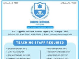 Doon School Srinagar Recruitment 2025: Apply for Various Teaching Positions