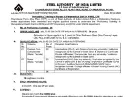 Steel Authority of India Limited (SAIL) Recruitment 2025: Apply for Proficiency Training of Nurses & Paramedical Staff