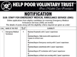 Help Poor Voluntary Trust (HPVT) Recruitment 2025: Emergency Medical Ambulance Service Staff