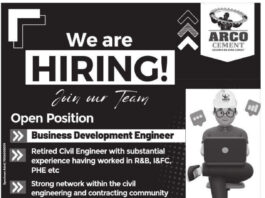 ARCO Cement Recruitment 2025: Business Development Engineer