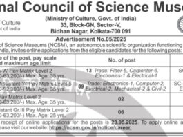 National Council of Science Museums (NCSM) Recruitment 2025
