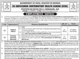 Ex-Servicemen Contributory Health Scheme (ECHS) Recruitment 2025