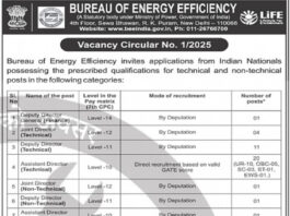Bureau of Energy Efficiency (BEE) Recruitment 2025