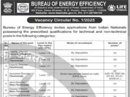 Bureau of Energy Efficiency (BEE) Recruitment 2025