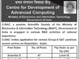 Centre for Development of Advanced Computing (C-DAC) Recruitment 2025