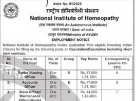 National Institute of Homeopathy (NIH) Recruitment 2025