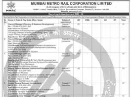 Mumbai Metro Rail Corporation Limited (MMRCL) Recruitment Advertisement 2025 – 02
