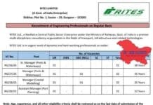 RITES Limited Recruitment 2025-26 – Engineering Professionals RITES Limited Recruitment 2025-26 – Engineering Professionals