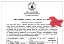 Coal India Limited Recruitment 2026 – Industrial Trainee (CA/CMA) Coal India Limited Recruitment 2026 – Industrial Trainee (CA/CMA)