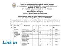 NIT Jalandhar Faculty Recruitment 2026 – Assistant Professor, Associate Professor & Professor Auto Draft
